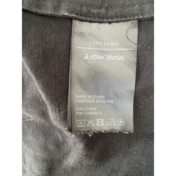 & Other Stories Women Black Trench Coat Sz 0 Linen Blend Lightweight Old Money - Picture 13 of 16